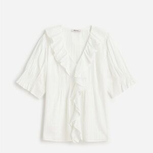 Madewell Ivory Ruffle Trim Blouse